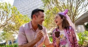 Father and Daughter eating Ice cream bars at EPCOT