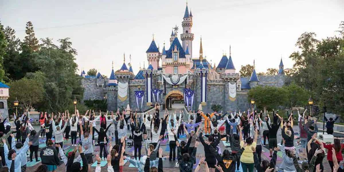 Cast Members do Yoga in Disneyland
