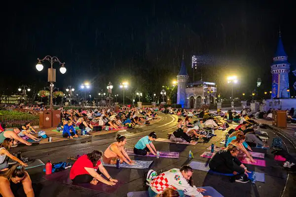 Cast Members do Yoga at Magic Kingdom