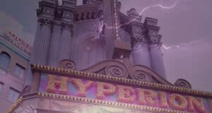 Hyperion Theater at Disney California Adventure Park with storm effect