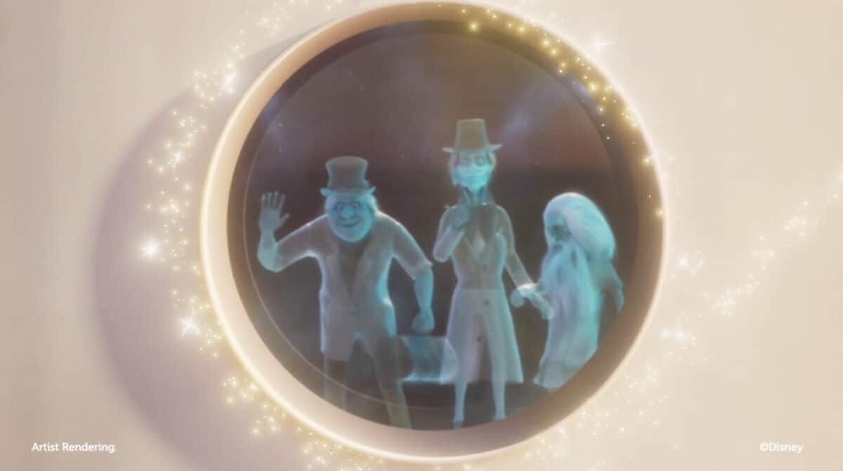 hitchhiking ghosts in porthole of Disney Treasure
