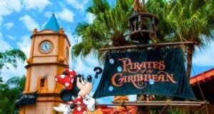 Pirates of the Caribbean entrance at MK and Minnie Mouse