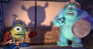 Mike and Sulley scared of Boo in Monsters, Inc. scene