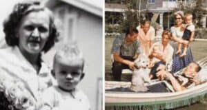Split screen - Young Walt on one side, grown up Walt on other