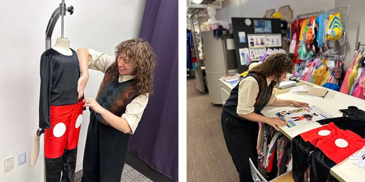 Cast Member Ariella Hendrix creating costumes