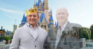 Bob Iger at Disneyland wearing a crown