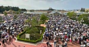 Disnaey park demand high, shown through crowded theme park in Tokyo