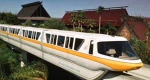 The Monorail passes by Disney's Polynesian Village Resort hotel at Walt Disney World Resort.
