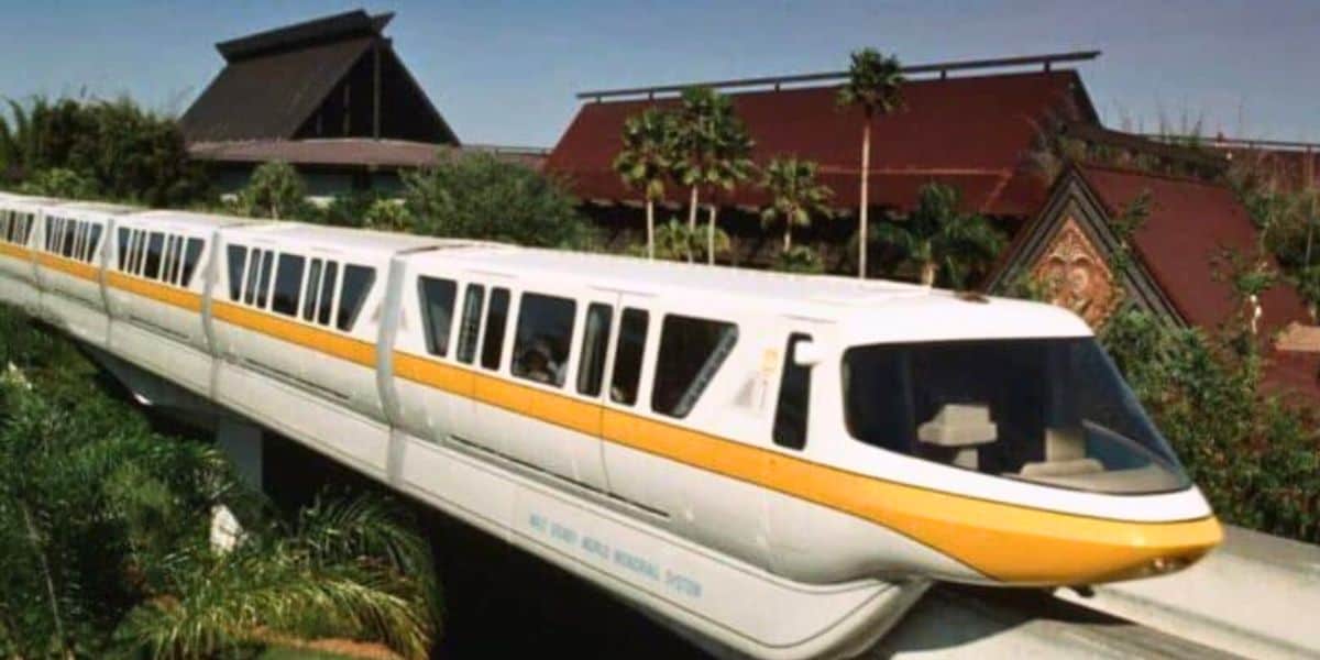 The Monorail passes by Disney's Polynesian Village Resort hotel at Walt Disney World Resort.