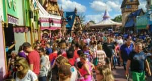 Crowds at Magic Kingdom "it's a small world"