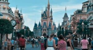 Main Street, U.S.A. at Magic Kingdom Park at Walt Disney World Resort in Florida, edited with a vintage filter.