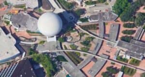 Aerial view of World Celebration construction at EPCOT.