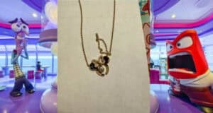Split image: Fear from Inside Out on the left, a broken necklace in the middle, and Anger from Inside Out on the right