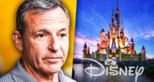 Walt Disney Company CEO Bob Iger looking at Disney Brand Image with Castle and Logo
