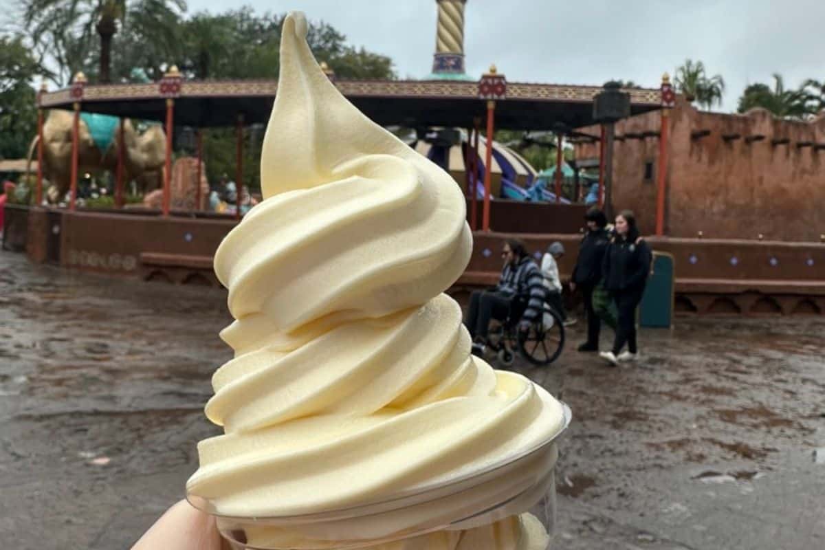A close-up of a Dole Whip in Adventureland at Magic Kingdom. 