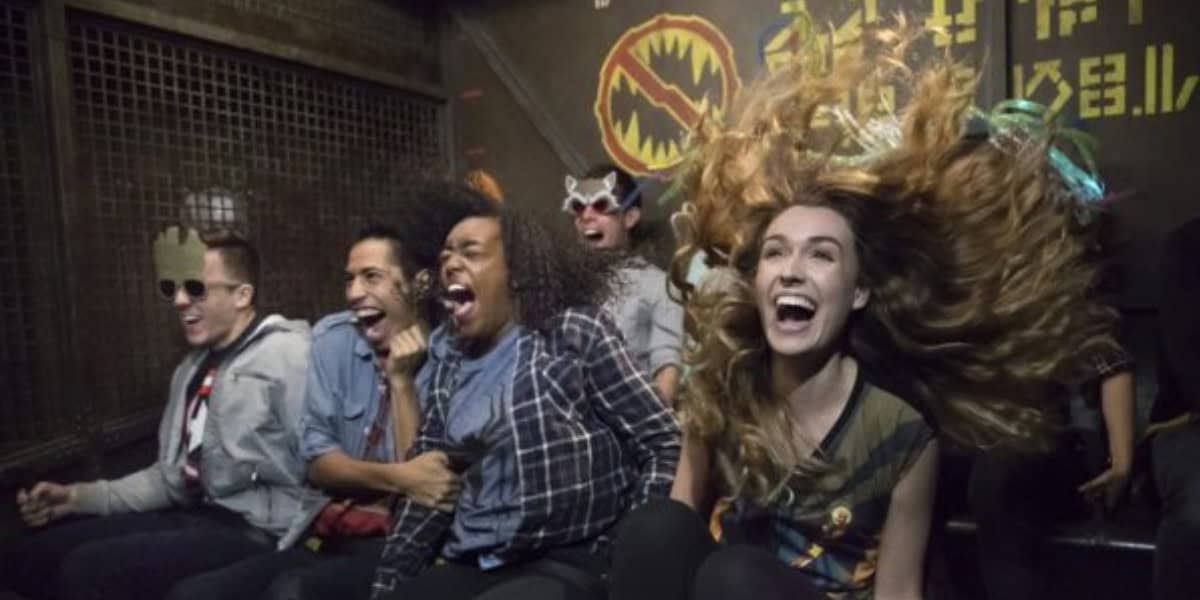 Guests screaming on Guardians of the Galaxy – Mission: BREAKOUT!