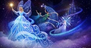 The Disney Starlight parade led by the Blue Fairy in concept art from Walt Disney World Resort.