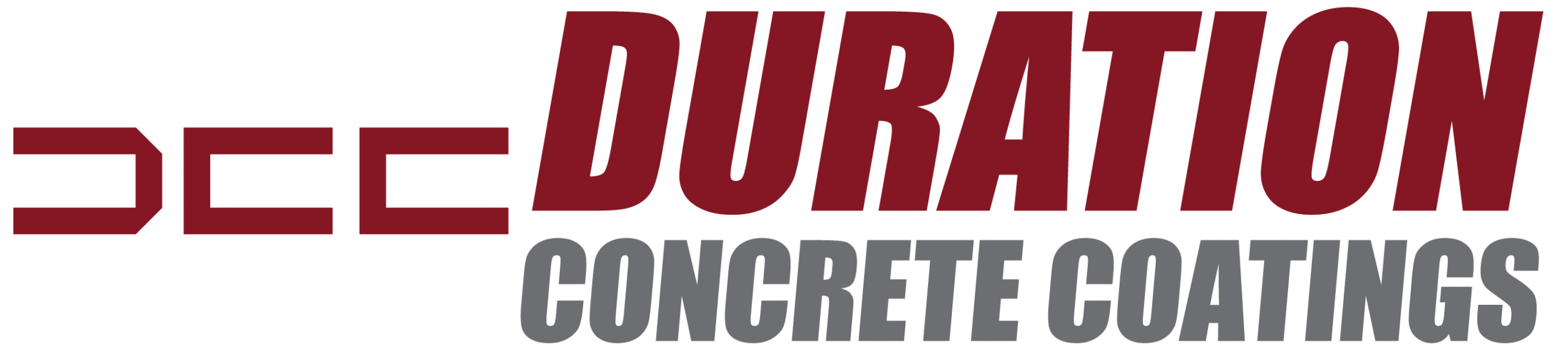 Logo for Duration Concrete Coatings by Duralast, showing strength and trust for concrete floor coatings and garage floors.