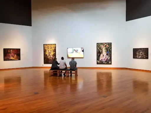 People enjoy creative designs in a gallery, like the unique floors made by Duration Concrete Coatings by Duralast.