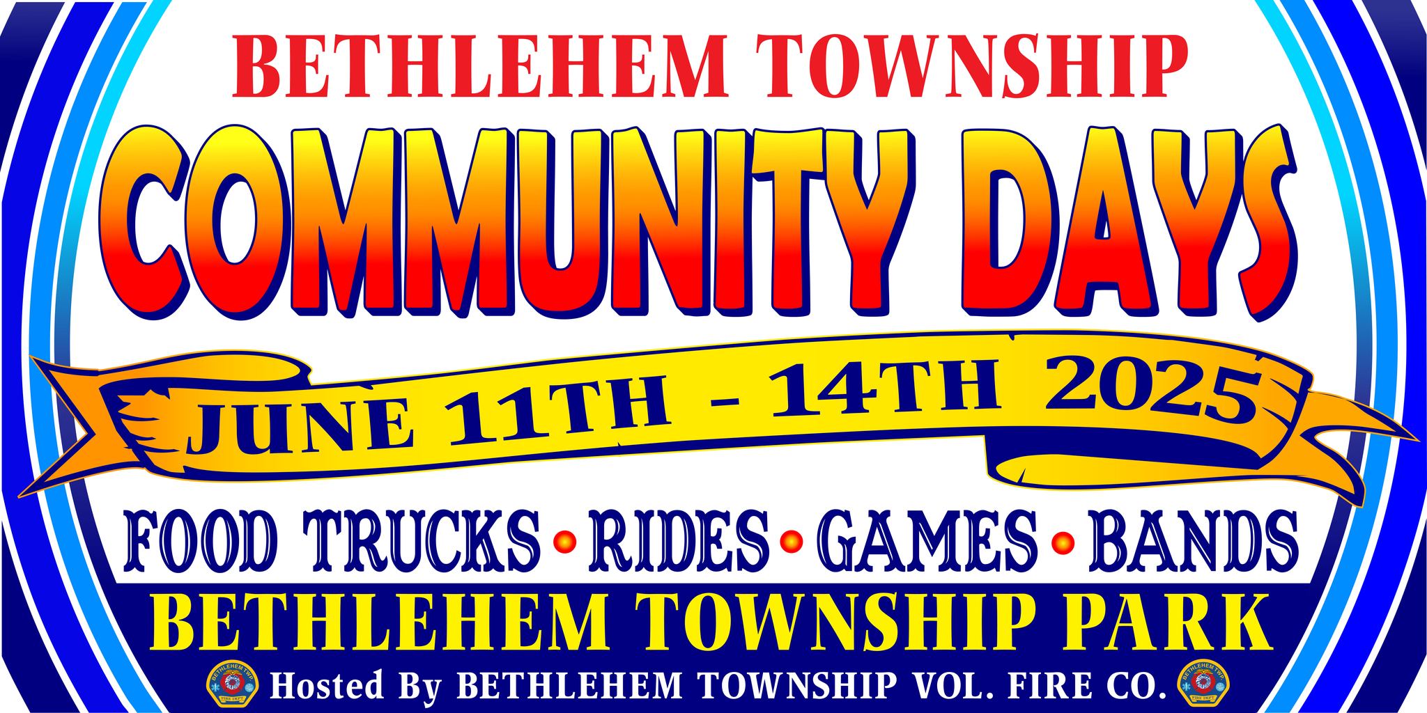 a sign with text and a ribbon for Bethlehem Township Community Days 2025