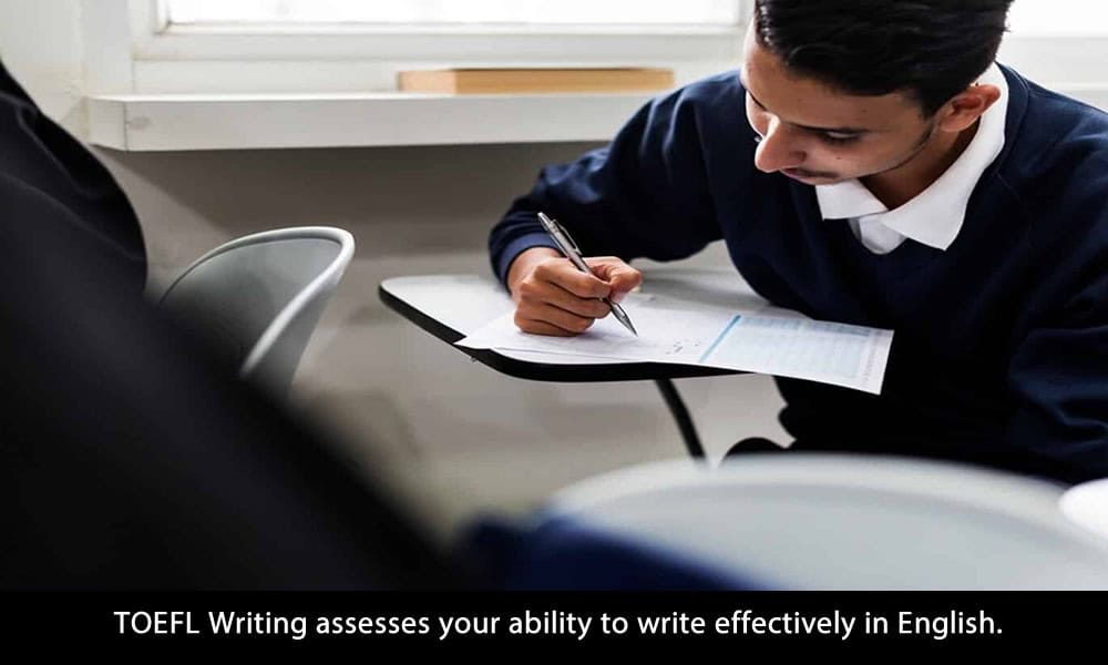 The Writing Section of the TOEFL test measures your ability to write effectively in English. This section consists of two tasks and has a total duration of 50 minutes.