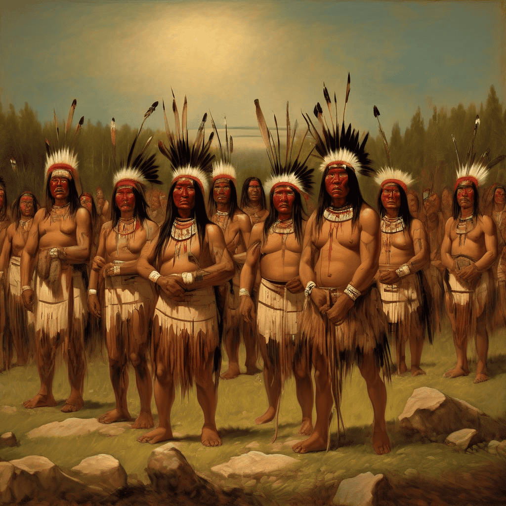 A village of the Hidatsa tribe at Knife River – George Catlin