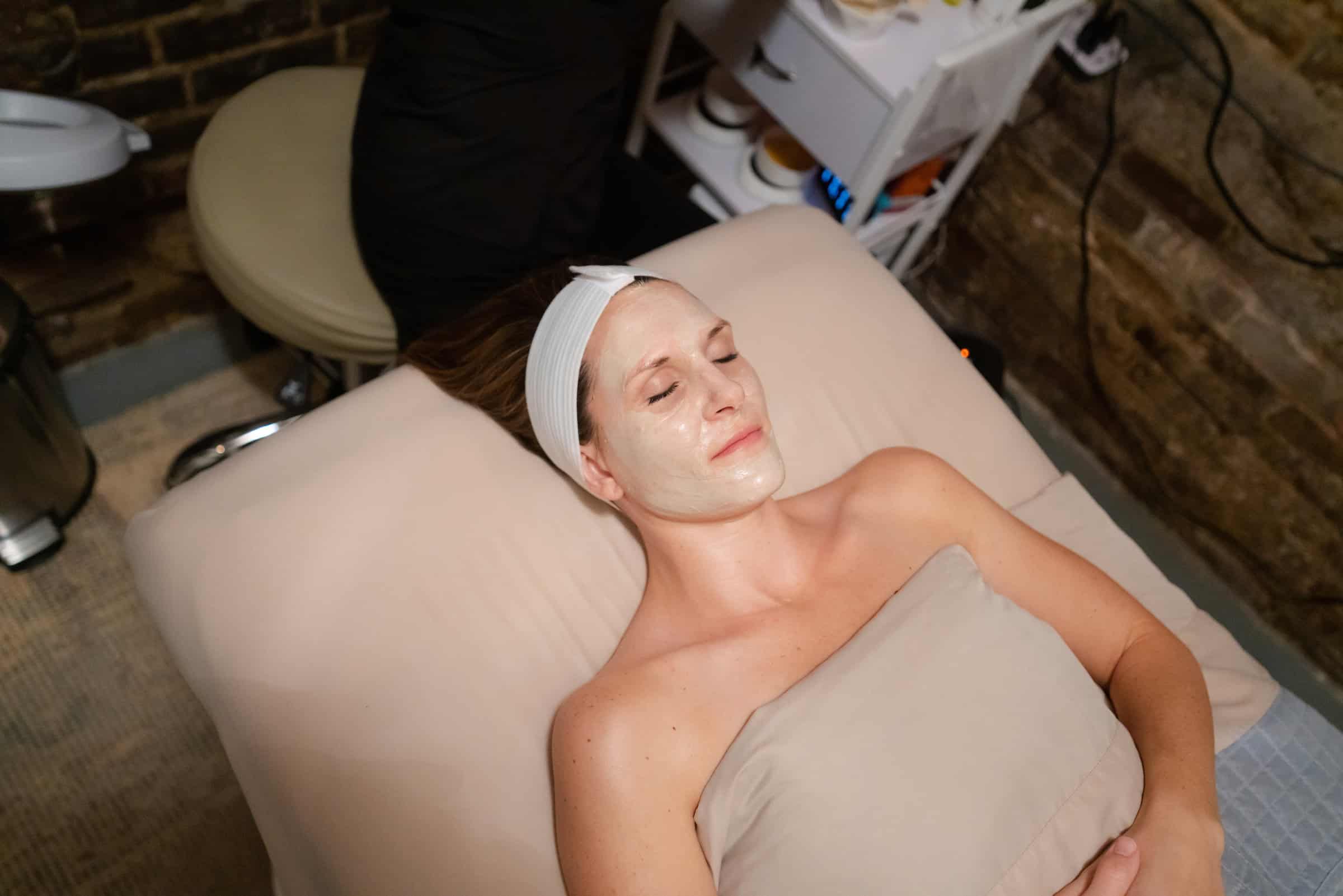 A woman getting a plant peel
