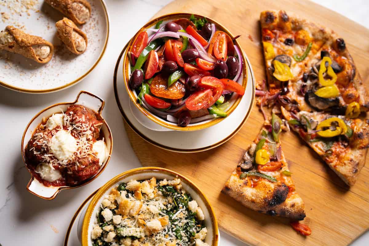 A spread of italian dishes