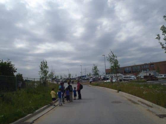 a group of people on a road