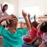 teacher with children