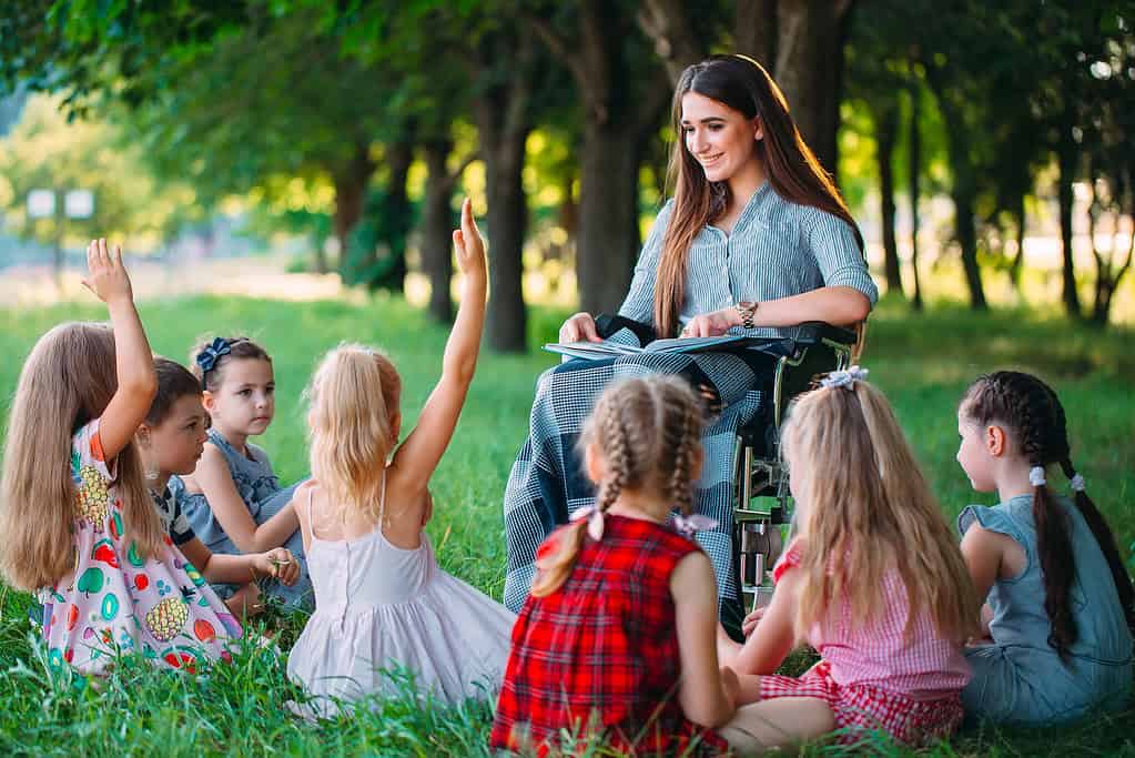 teacher with children