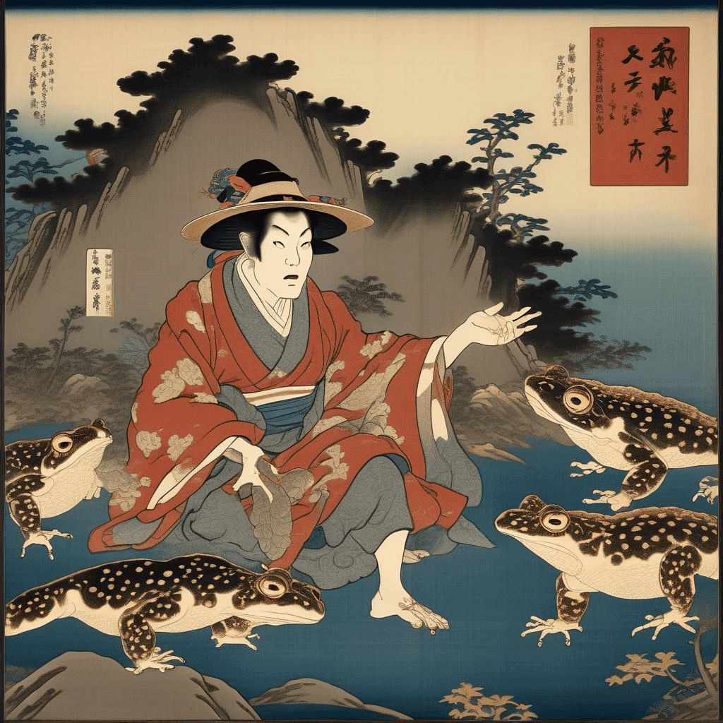 Actor Onoe Eizaburo I as a Magician with a Giant Toad – Utagawa Toyokuni