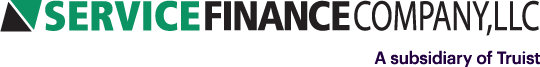 Logo of Service Finance Company, LLC, a subsidiary of Truist, with green and black text on a white background.