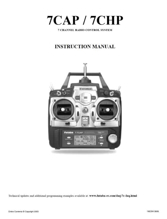 T7C (72 MHz) Transmitter Printed Manual - FutabaUSA