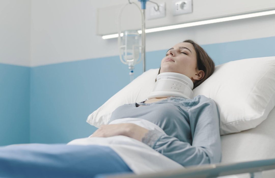 Young patient in hospital after a serious accident