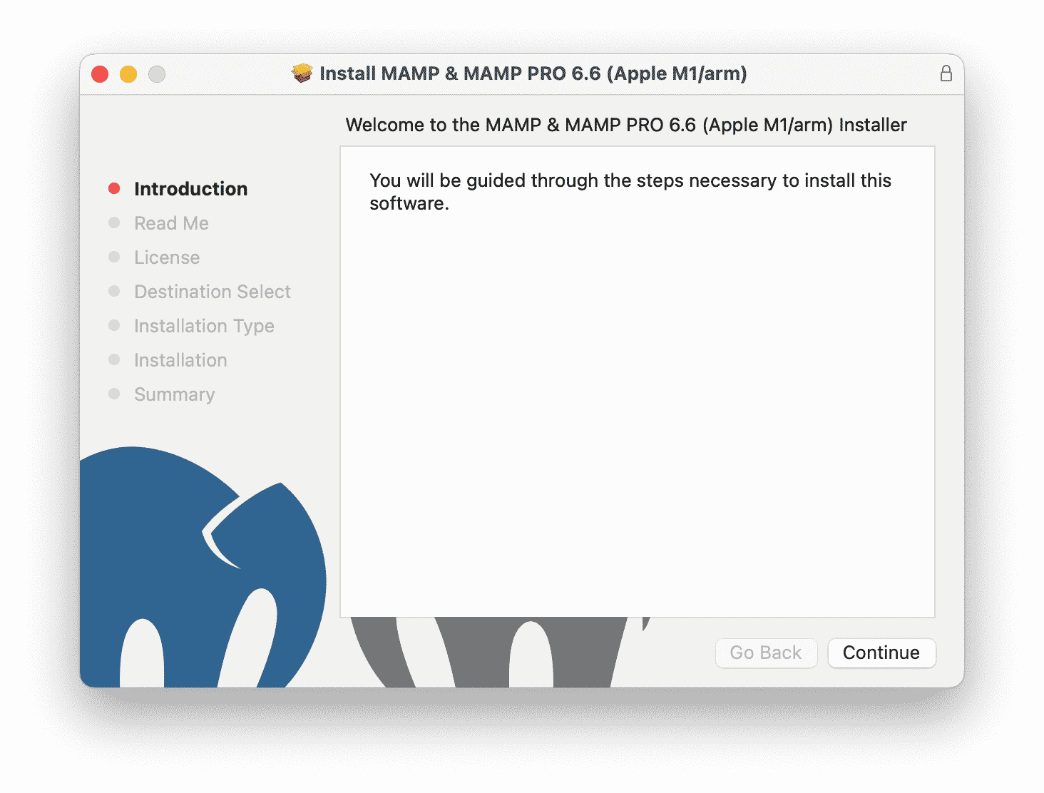 mamp installer screen on mac os