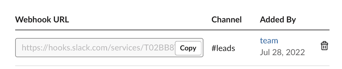 copying slack webhook code