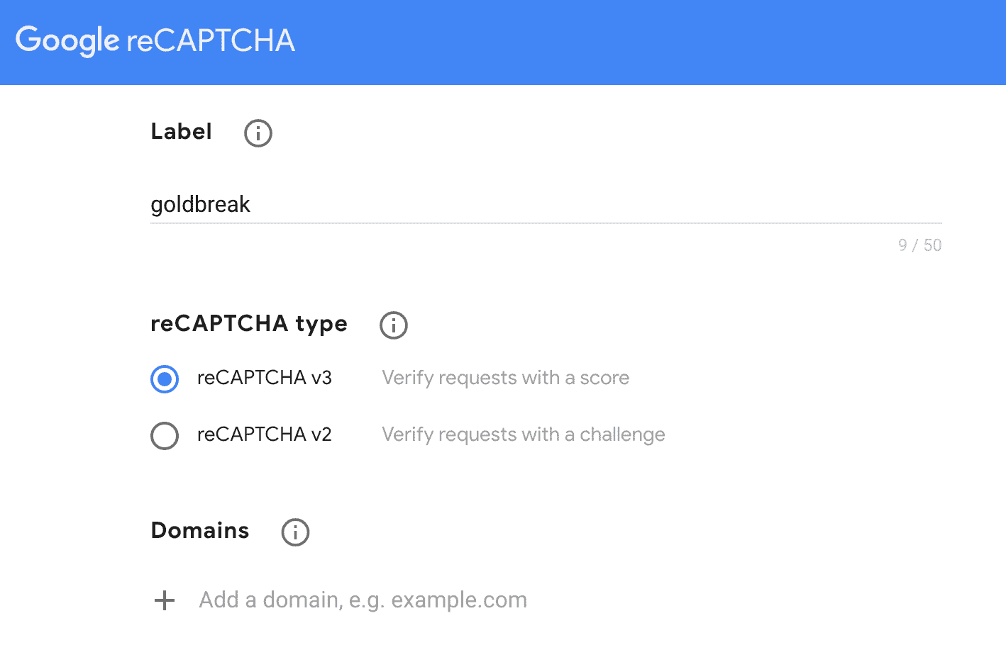 google recaptcha setup for individual website