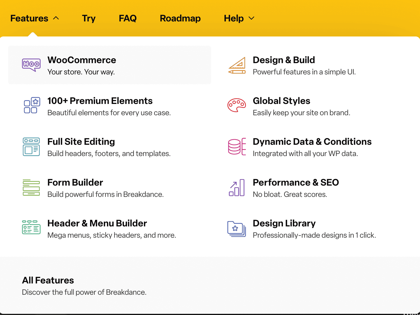 Default navigation menu dropdown in Breakdance Builder