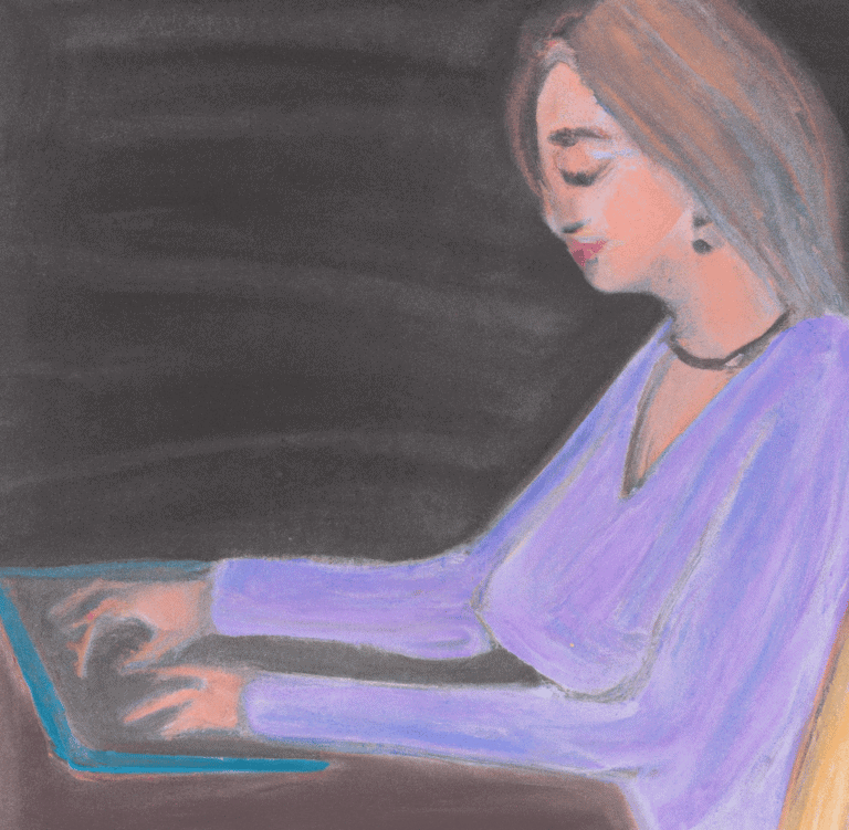 lady typing on her laptop breakdance builder