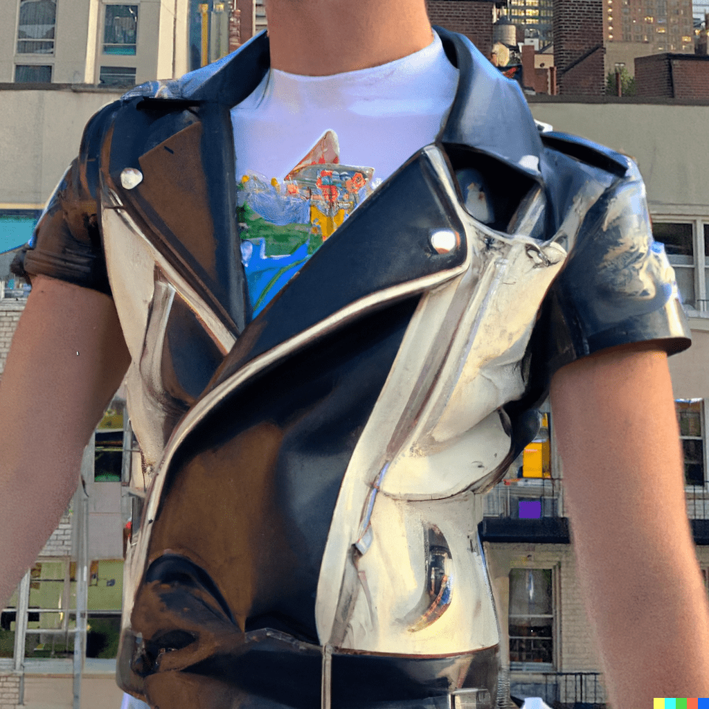 dalle2 image with prompt: wearing a leather jacket