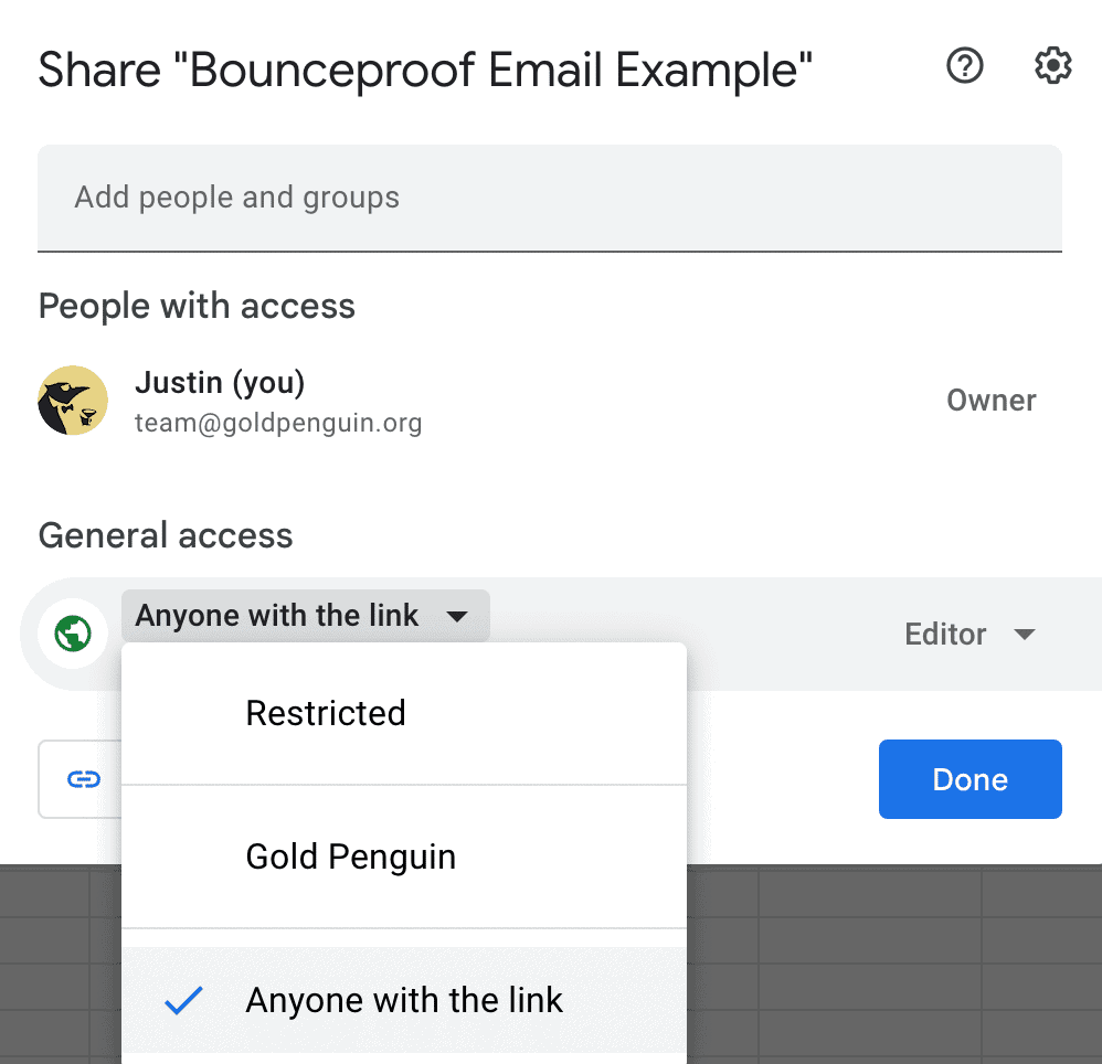 allow edit access screen to anyone with link in google sheets