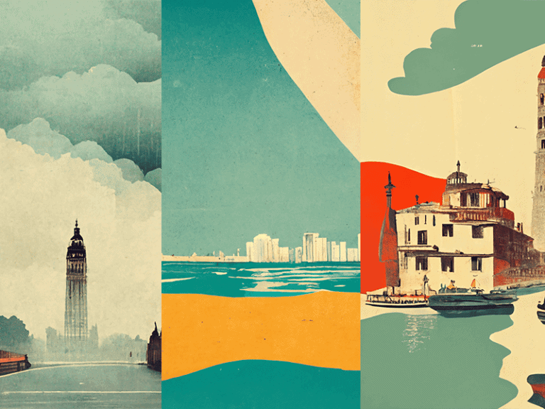 3 city posters generated with dalle