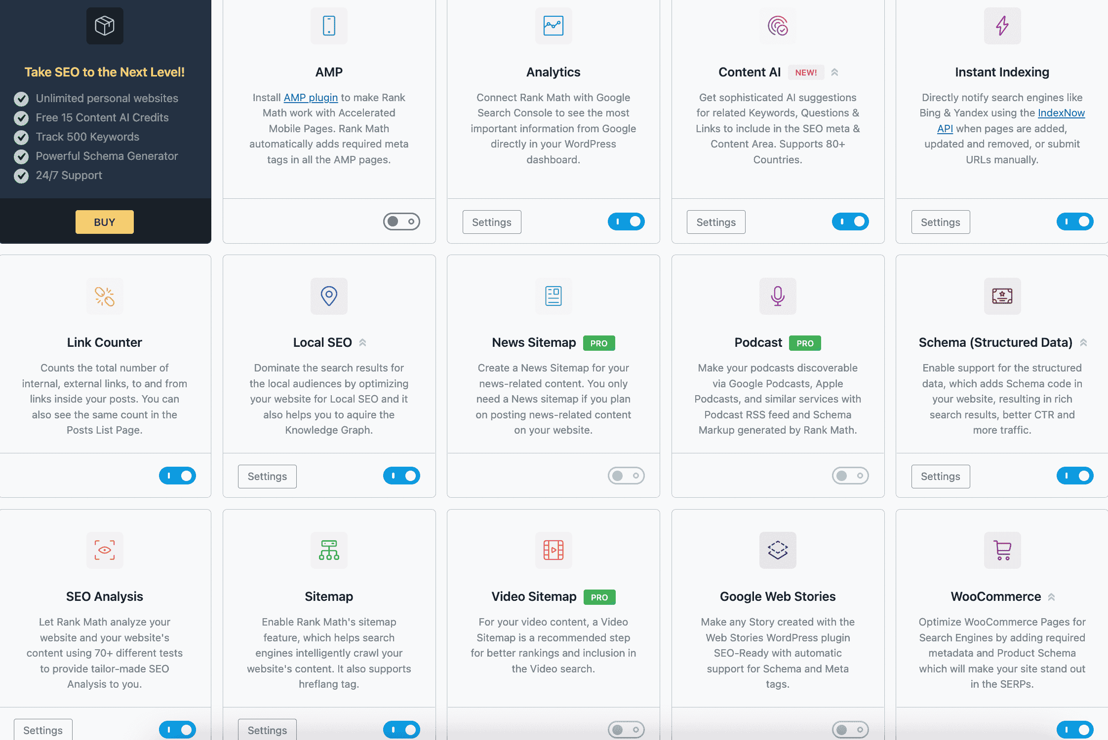 rankmath seo option list for wordpress websites