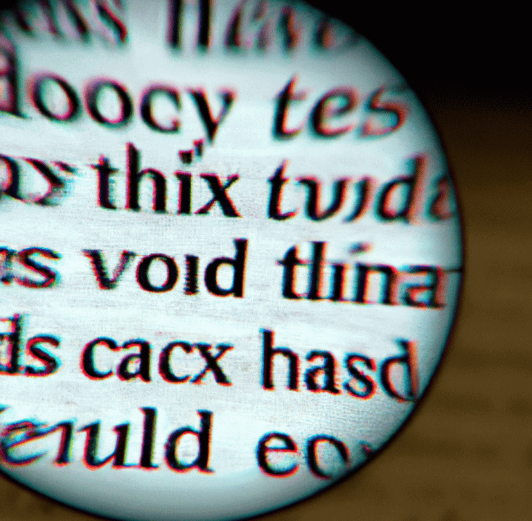 a magnifying glass looking up closely of text on a book as digital art in 4k