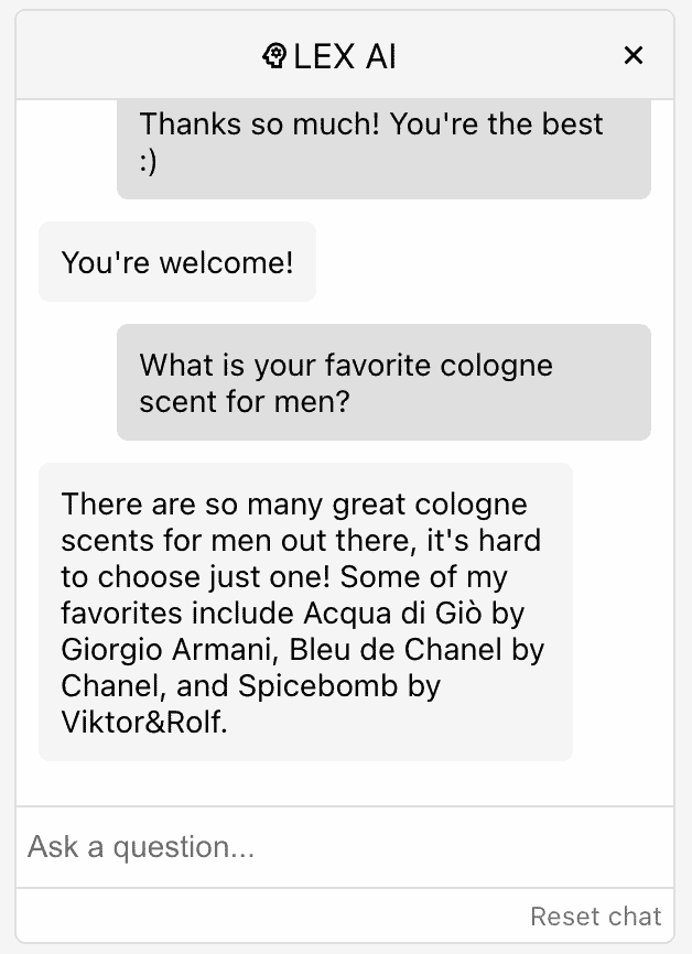 lex ai gpt-3 question - best colognes