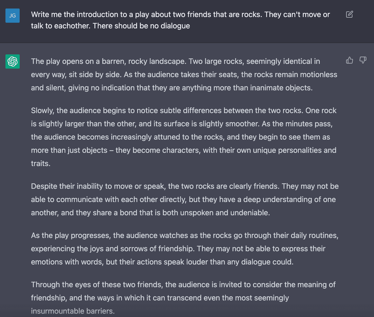 ChatGPT screenplay script writing example