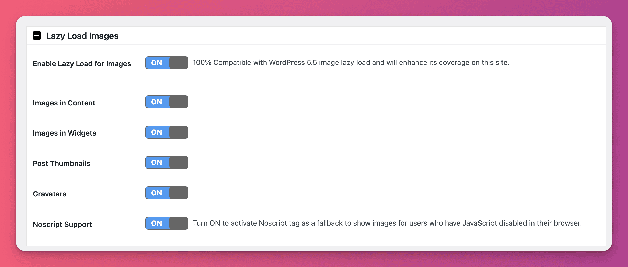 Lazy Load image options with a3 Lazy load (all options enabled for all images)