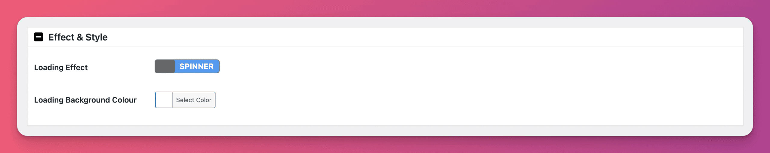 Spinner or fade effect screen on effect setting page in a3 lazy load. Currently on spinner mode.