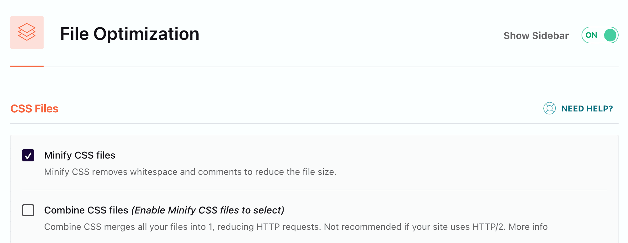 minimize CSS and javascript file option in WPRocket file optimization settings to be used with Breakdance Builder